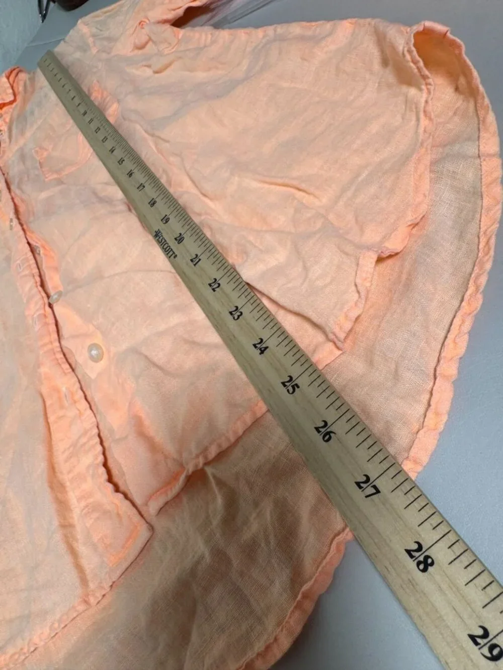 J. Crew Womens Peach Orange 100% Linen Button Up Shirt Size Small Long sleeve